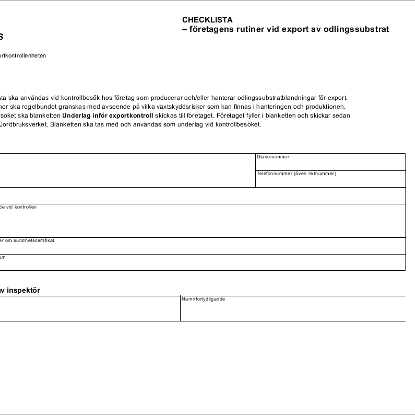 Omslags bild fr CHECKLISTA -fretagens rutiner vid export av jordblandningar