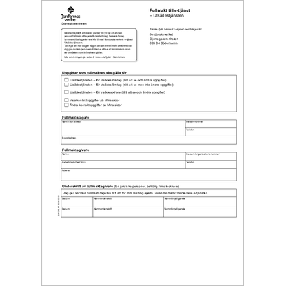 Omslags bild f�r Fullmakt till e-tj�nst - Uts�destj�nsten
