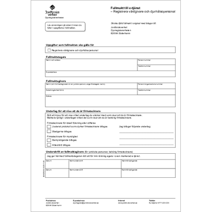 Omslags bild fr Fullmakt till e-tjnst - Registrera vrdgivare och djurhlsopersonal