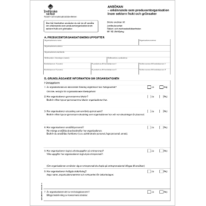 Omslags bild fr ANSKAN - erknnande som producentorganisation inom sektorn frukt och grnsaker