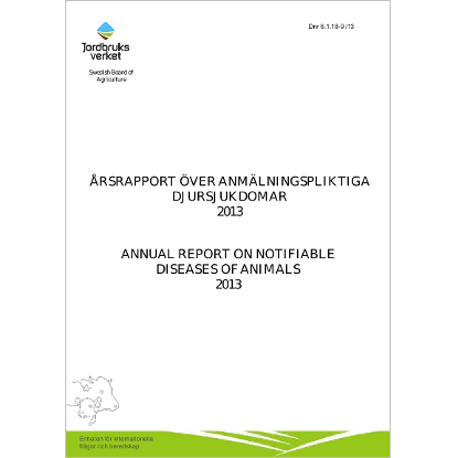 Omslags bild fr rsrapport ver anmlningspliktiga djursjukdomar 2013