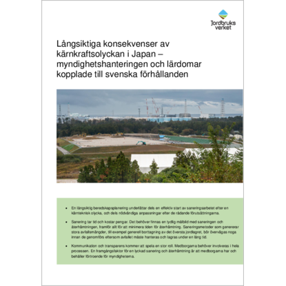 Omslags bild fr Lngsiktiga konsekvenser av krnkraftsolyckan i Japan – myndighetshanteringen och lrdomar kopplade till svenska frhllanden