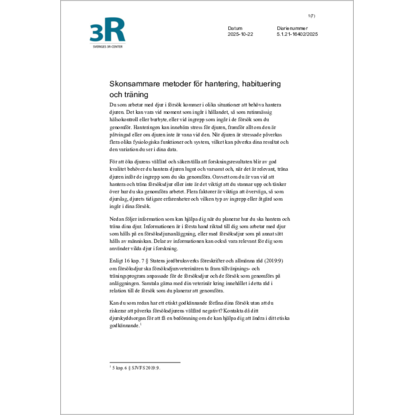 Omslags bild fr Skonsammare metoder fr hantering, habituering och trning