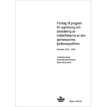 Omslags bild fr Frslag till program fr uppfljning och utvrdring av miljeffekterna av den gemensamma jordbrukspolitiken