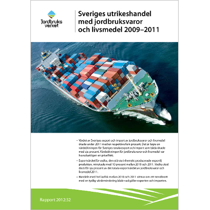 Omslags bild fr Sveriges utrikeshandel med jordbruksvaror och livsmedel 2009-2011