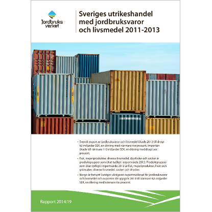 Omslags bild fr Sveriges utrikeshandel med jordbruksvaror och livsmedel 2011-2013