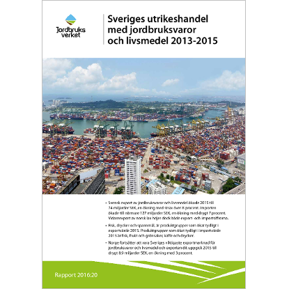 Omslags bild fr Sveriges utrikeshandel med jordbruksvaror och livsmedel 2013-2015