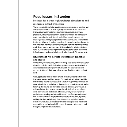 Food losses in Sweden