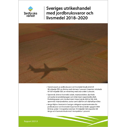 Omslags bild fr Sveriges utrikeshandel med jordbruksvaror och livsmedel 2018-2020