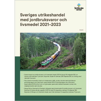 Omslags bild fr Sveriges utrikeshandel med jordbruksvaror och livsmedel 2021–2023