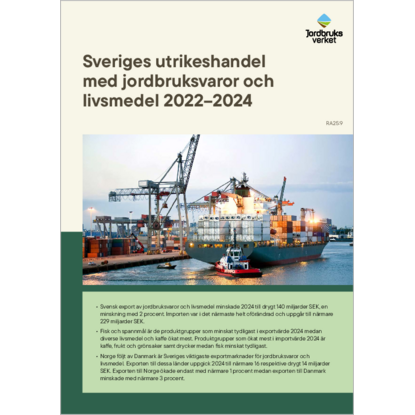 Omslags bild fr Sveriges utrikeshandel med jordbruksvaror och livsmedel 2022–2024