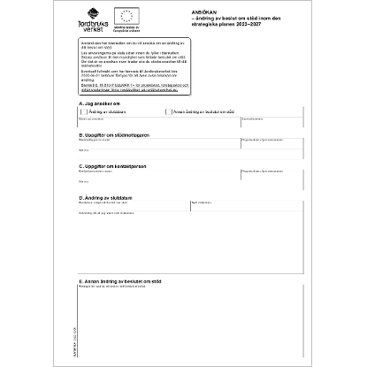 Omslags bild fr Anskan – ndring av beslut om std (Strategisk plan 2023–2027)